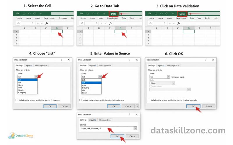 drop-down list in excel basic