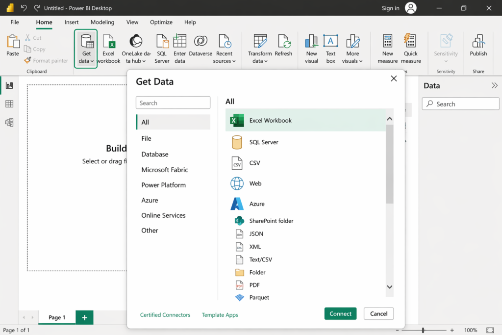 Power BI connect to Excel and SQL Server