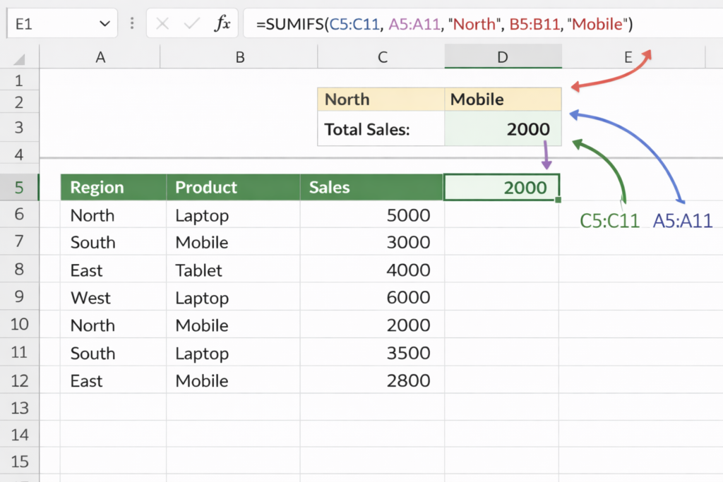 SUMIFS in excel