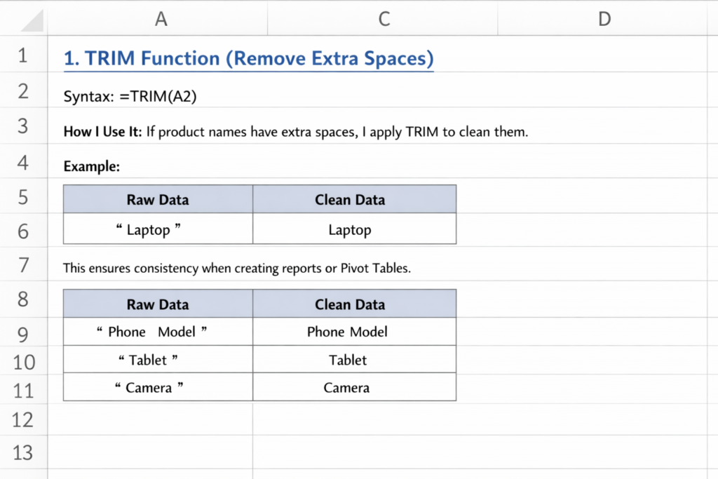 Trim Function in Excel